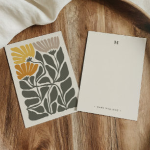 Monogramm & Name Retro Vintage-inspiriert Floral Mitteilungskarte