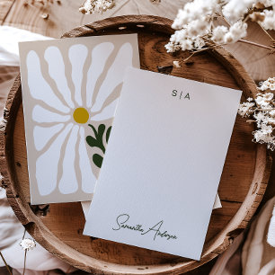 Monogramm & Name Retro Vintage-Stil Erdige Blumenm Mitteilungskarte