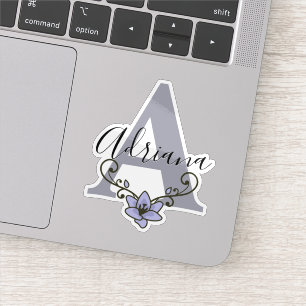 Monogramm Name Romantische Lilienblume Aufkleber