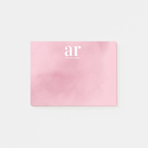 Monogramm Name Rosa Aquarell Elegant Minimalistisc Post-it Klebezettel