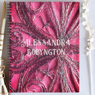Monogramm Name Rosa elegante Blumenrizierung Notizblock