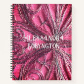 Monogramm Name Rosa elegante Blumenrizierung Notizblock (Vorderseite)