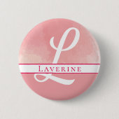 Monogramm Name Rosa Farbe Button (Vorderseite)