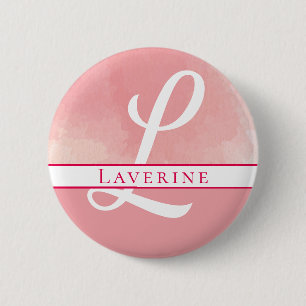 Monogramm Name Rosa Farbe Button