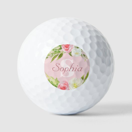 Monogramm Name Rosa Farbe Golfball (Vorderseite)