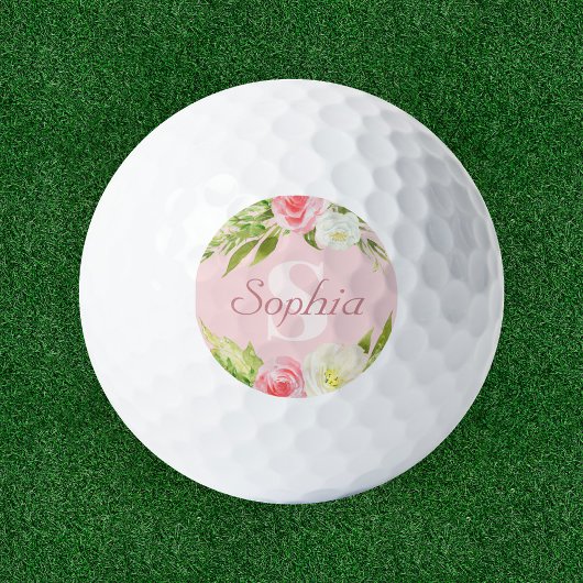 Monogramm Name Rosa Farbe Golfball