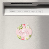 Monogramm Name Rosa Farbe Magnet (In Situ (Geschirrspüler))