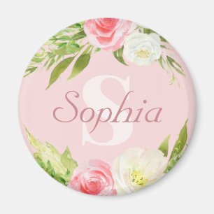 Monogramm Name Rosa Farbe Magnet