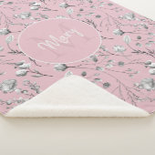 Monogramm Name Rosa florale personalisiert Sherpadecke (3/4)