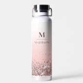 Monogramm Name Rosa Glitzer Stilvoll Mit Monogramm Trinkflasche (Rückseite)