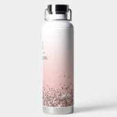 Monogramm Name Rosa Glitzer Stilvoll Mit Monogramm Trinkflasche (Rückseite)