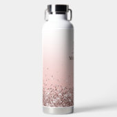 Monogramm Name Rosa Glitzer Stilvoll Mit Monogramm Trinkflasche (Vorderseite)