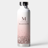 Monogramm Name Rosa Glitzer Stilvoll Mit Monogramm Trinkflasche (links)