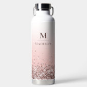 Monogramm Name Rosa Glitzer Stilvoll Mit Monogramm Trinkflasche (Vorderseite)
