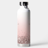 Monogramm Name Rosa Glitzer Stilvoll Mit Monogramm Trinkflasche (links)