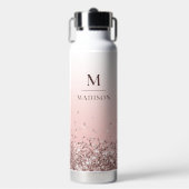 Monogramm Name Rosa Glitzer Stilvoll Mit Monogramm Trinkflasche (Vorderseite)