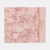 Monogramm Name Rosa Korallenweiße Marmor Fleecedecke (Vorderseite (Horizontal))