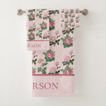 Monogramm Name Rosa Rosen Floral Shabby Chic