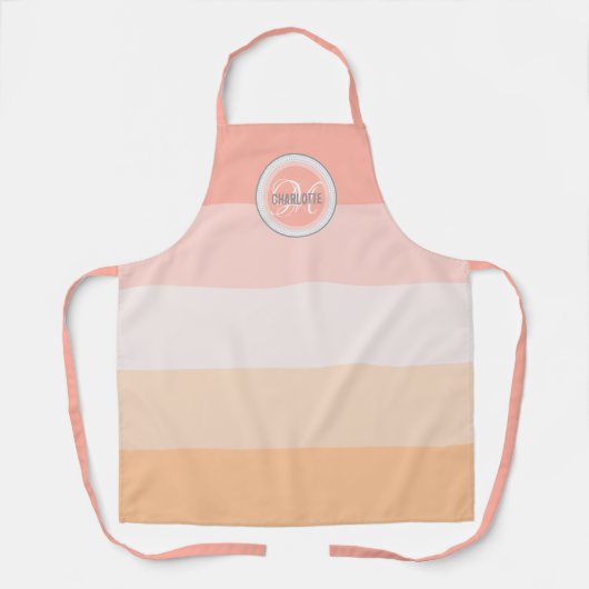 Monogramm Name Rosa rot gestreift modern Schürze (Vorderseite)