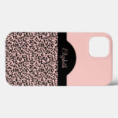 Monogramm Name Rosa Schwarz Leopard Gepard Druck Case-Mate iPhone Hülle (Rückseite (Horizontal))