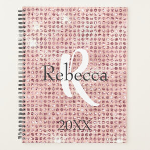 Monogramm Name Rosé Diamantbesetzter Trend Planer