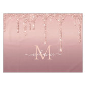 Monogramm Name Rose Gold Blush Glitzer Tablette Tischdecke (Vorderseite (Horizontal))