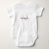Monogramm Name Rosé Schrift Baby Strampler (Rückseite)
