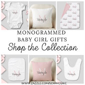 Monogramm Name Rosé Schrift Baby Strampler