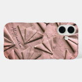 Monogramm Name Roségold 3D-Effekt Toile-Optik Cool Case-Mate iPhone Hülle (Rückseite (Horizontal))