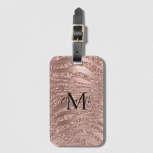 Monogramm Name Roségold Glitter Tierdruck  Gepäckanhänger