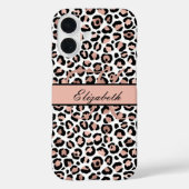 Monogramm Name Roségold Schwarz Leopardendruck Case-Mate iPhone Hülle (Rückseite)