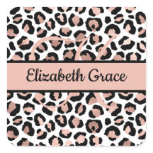 Monogramm Name Roségold Schwarz Leopardendruck