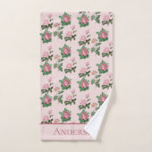 Monogramm Name Roses Roses Shabby Chic Badhandtuch Set (Handtuch)