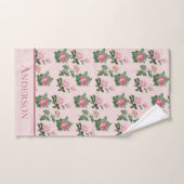 Monogramm Name Roses Roses Shabby Chic Badhandtuch Set (Handtuch)