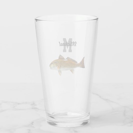 Monogramm Name Rotbarsch Fischen Männer Sport im F Glas (Rückseite)