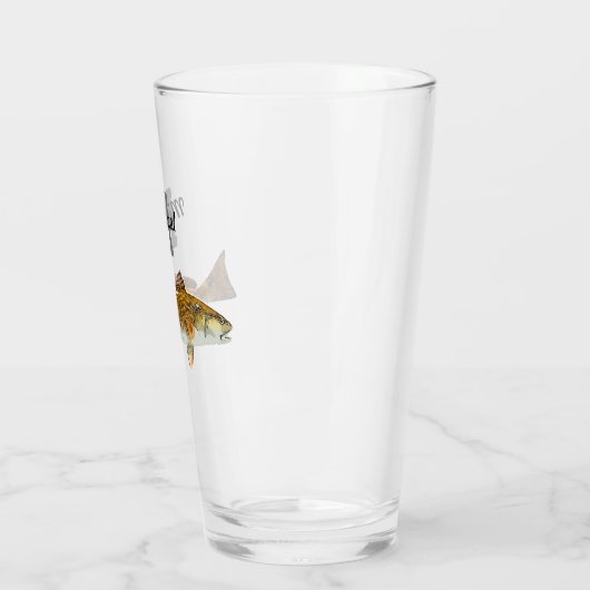 Monogramm Name Rotbarsch Fischen Männer Sport im F Glas (Links)