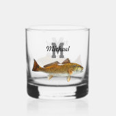 Monogramm Name Rotbarsch Fischen Männer Sport im F Whiskyglas (Rückseite)