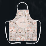 Monogramm Name Rustikales Holz und Vintage Rose Ro Schürze<br><div class="desc">Elegant weiche und feminine Vintage Rose auf rustikalem Holzbrett schaffen eine wunderschöne romantische Note für Ihre Küche und Ihr Essen! ・ Anpassen! Vorlage bearbeiten, um den Anfangsbuchstaben und -namen zu ändern. Damit Skripte richtig funktionieren, verwenden Sie bitte alle Kleinbuchstaben und behielt Sonderzeichen vor und nach dem Namen. ・ Durchsuchen Sie...</div>