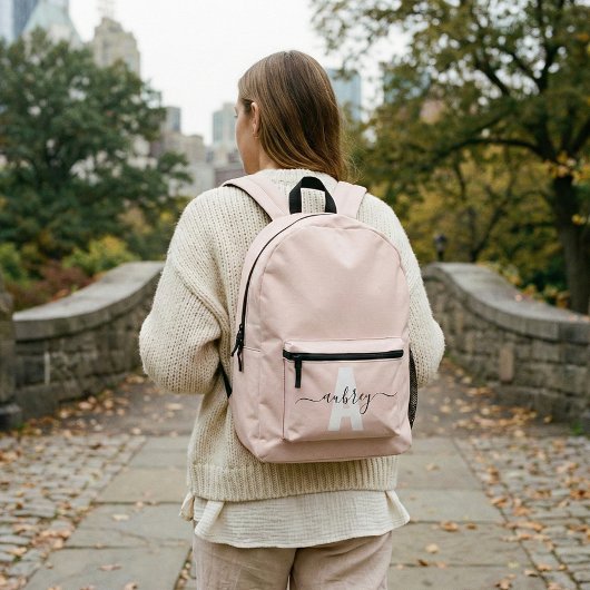 Monogramm-Name-Schriftzug Rosa Bedruckter Rucksack