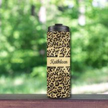 Monogramm Name Schwarz Gold Leopard Gepard Druck