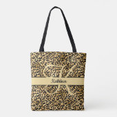 Monogramm Name Schwarz Gold Leopard Print Brautjun Tasche (Rückseite)