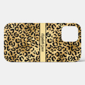 Monogramm Name Schwarz Gold Leopardenprint Gepard Case-Mate iPhone Hülle (Rückseite (Horizontal))