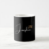 Monogramm Name Schwarz Gold Modern Kaffeetasse (Mittel)