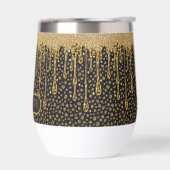 Monogramm Name Schwarz Gold tropfender Glitter Gla (Links)