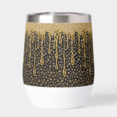 Monogramm Name Schwarz Gold tropfender Glitter Gla (Rückseite)