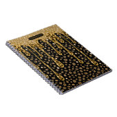 Monogramm Name Schwarz Gold tropfender Glitter Gla Notizblock (Rechte Seite)