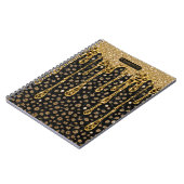 Monogramm Name Schwarz Gold tropfender Glitter Gla Notizblock (Linke Seite)