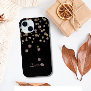 Monogramm Name Schwarz Rosé Pink Gold Kreise Case-Mate iPhone Hülle