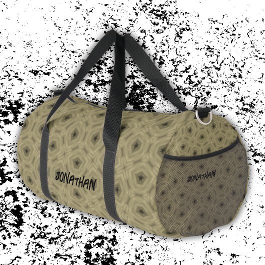 Monogramm Name Schwarz und Beige | Duffle Bag