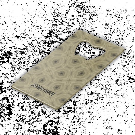 Monogramm Name Schwarz und Beige | Geldbeutel Flaschenöffner